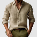 Leandro – Men’s Long Sleeve Linen Shirt in Vintage Style