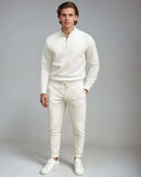 Simon Herren Trainingsanzug – Sweatshirt mit Viertel-Reißverschluss und Jogginghose Set