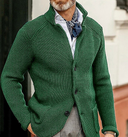 Harrison heren gebreide cardigan – met knopen en suède details