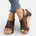 Damen Keilabsatz Sandalen mit Plateau Stabile Passform Offene Zehenpartie