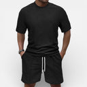 Men’s Summer Waffle Knit Set Lightweight T-Shirt and Shorts Outfit