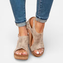 Damen Keilabsatz Sandalen mit Plateau Stabile Passform Offene Zehenpartie