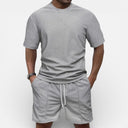 Men’s Summer Waffle Knit Set Lightweight T-Shirt and Shorts Outfit