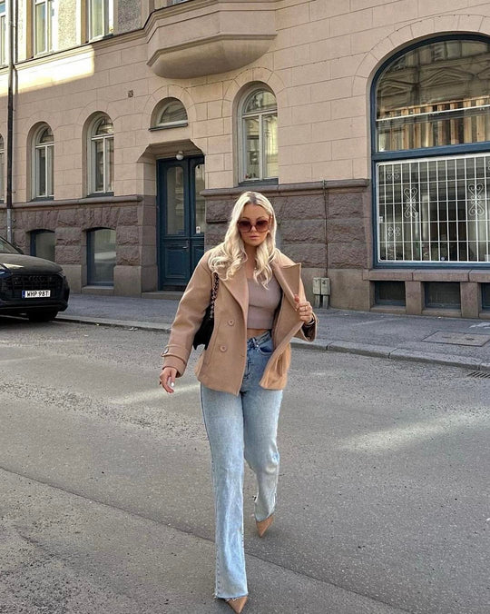 Camille – Damen Doppelreihiger Wollmischmantel