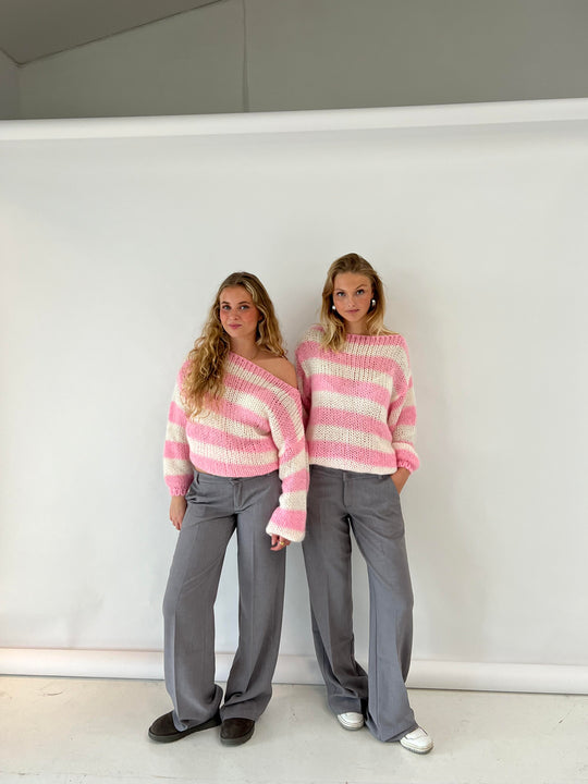 Lena | Damen gestreifter Strickpullover