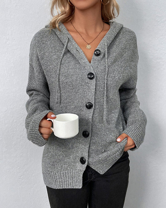 Mari Vest - Gebreide Cardigan met capuchon en knopen