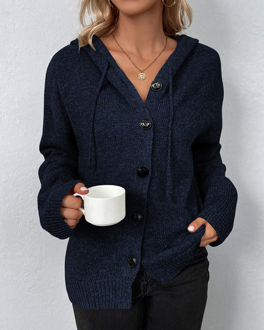 Mari Vest - Gebreide Cardigan met capuchon en knopen