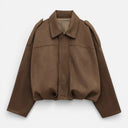 Vintage Suede Bomber Jacket for Women