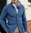 Harrison heren gebreide cardigan – met knopen en suède details