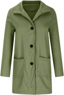Barclay & Bloom | Damen Wollmischmantel – Mid-Length Langarm Jacke mit Knopfleiste und Taschen
