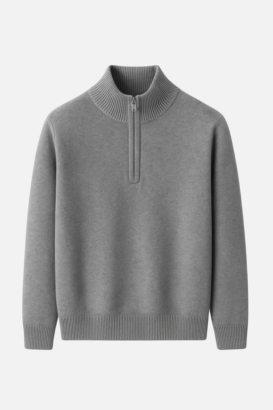 Landon Men’s Wool Half Zip Sweater – High Collar Pullover Knit