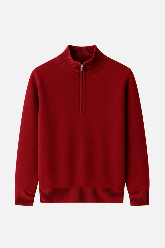 Landon Men’s Wool Half Zip Sweater – High Collar Pullover Knit