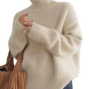 Aria Damen Kaschmirpullover – Langarm Pullover mit hohem Kragen