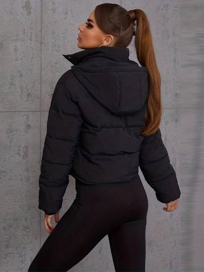 Women’s Cropped Puffer Jacket with Hood – Winter Streetwear