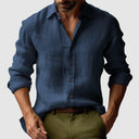 Leandro – Men’s Long Sleeve Linen Shirt in Vintage Style