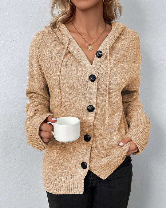 Mari Vest - Gebreide Cardigan met capuchon en knopen