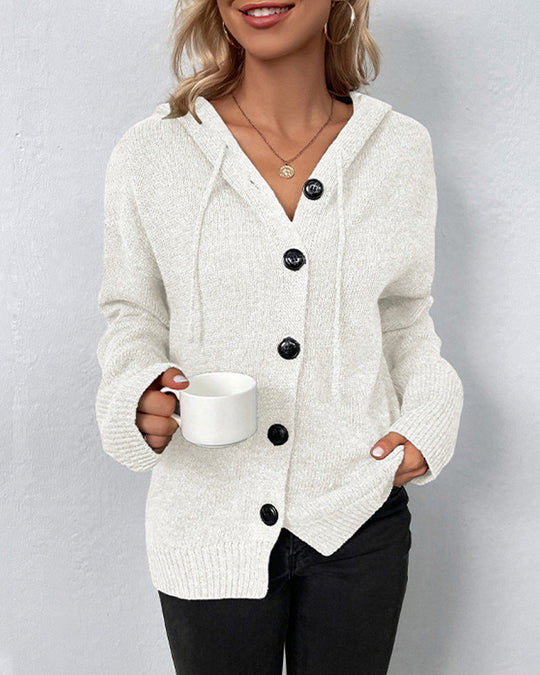 Mari Vest - Gebreide Cardigan met capuchon en knopen