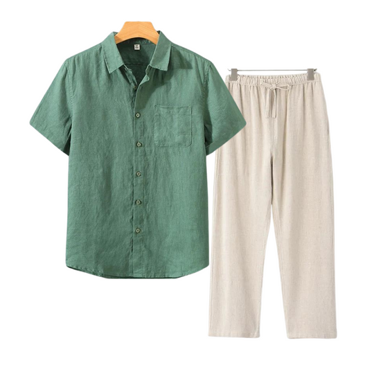 Barclay & Bloom - Herren Leinen Outfit Set - Kurzarm