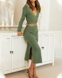 Marisa - Zweiteiliges elegantes und schlichtes Rock- und Pullover-Set