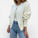 Barclay & Bloom | Women’s Pearl Trim Cardigan – Long Sleeve Knit Sweater