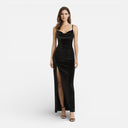 Barclay & Bloom | Women’s Velvet Evening Dress Long Slit Formal Wedding Guest