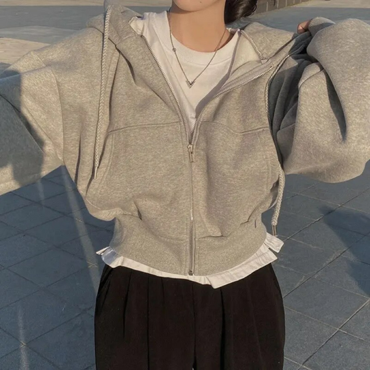 Nora Dames Hoodie – Korte Rits Sweatjack