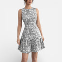 Damen Pastellfarbenes Blumenkleid Ärmellos Gestuft Frühling