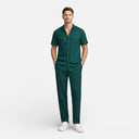 Men’s Summer Outfit Short Sleeve Shirt and Pants Set Lightweight