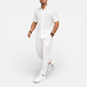 Men’s Summer Outfit Short Sleeve Shirt and Pants Set Lightweight