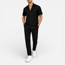 Men’s Summer Outfit Short Sleeve Shirt and Pants Set Lightweight