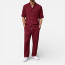 Men’s Summer Two Piece Outfit Short Sleeve Shirt and Pants