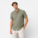 Men’s Linen Cotton Blend Shirt Short Sleeve Lightweight Summer