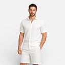 Men’s Summer Outfit Shirt and Shorts Set Lightweight Textured