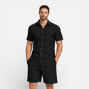 Men’s Summer Outfit Shirt and Shorts Set Lightweight Textured