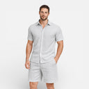 Men’s Summer Outfit Shirt and Shorts Set Lightweight Textured