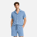 Men’s Corduroy Summer Set Shirt and Shorts Matching Outfit