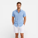 Men’s Linen Cotton Blend Button Up Shirt Breathable Summer Fit
