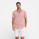 Men’s Linen Cotton Blend Button Up Shirt Breathable Summer Fit