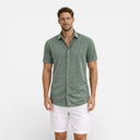 Men’s Linen Cotton Blend Button Up Shirt Breathable Summer Fit