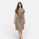 Women’s Lightweight Midi Dress Belted V-Neck Short Sleeve