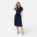 Women’s Midi Shirt Dress Lightweight Breathable Tie Waist