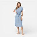 Women’s Midi Shirt Dress Lightweight Breathable Tie Waist