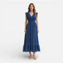 Women’s Lightweight Midi Dress V Neck Flowy Elegant Summer