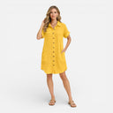 Women’s Linen Cotton Blend Shirt Dress Button Front Casual Summer Dress