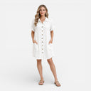 Women’s Linen Cotton Blend Shirt Dress Button Front Casual Summer Dress