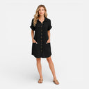 Women’s Linen Cotton Blend Shirt Dress Button Front Casual Summer Dress