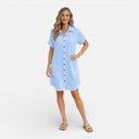Women’s Linen Cotton Blend Shirt Dress Button Front Casual Summer Dress