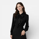 Women’s Chiffon Blouse Tie Neck Long Sleeve Elegant Top