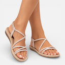 Women’s Strappy Flat Sandals Open Toe Comfort Walking
