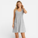Women’s Striped Cotton Summer Dress – A-Line Knee Length with Pockets
